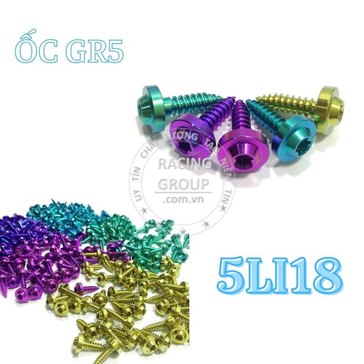 Ốc răng xoắn 5li18 GR5 titan,lục bảo
