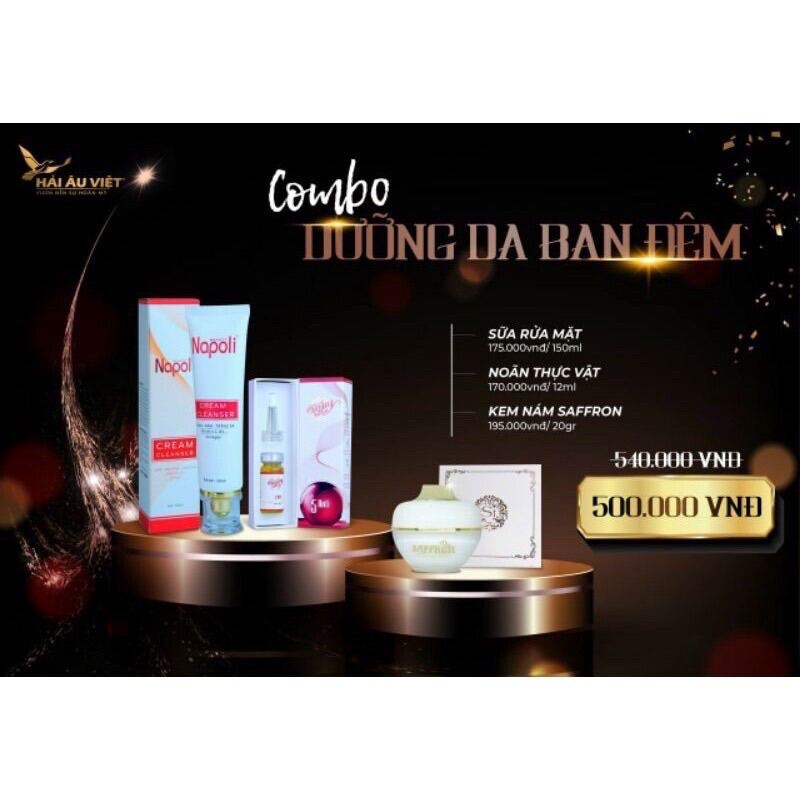 𝐂𝐎𝐌𝐁𝐎(10gam) NGỪA NÁM TRẮNG DA 𝐇𝐀̉𝐈 𝐀̂𝐔 𝐕𝐈𝐄̣̂𝐓KEM NÁM SAFFRON+NOÃN THỰC VẬT+SỮA RỬA MẶT