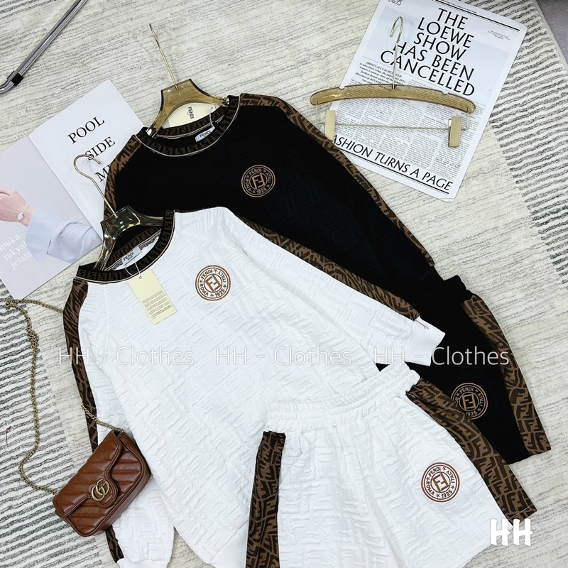 Set Bộ Xốp Viền FD Áo Dài Tay  Quần Sooc Có Logo