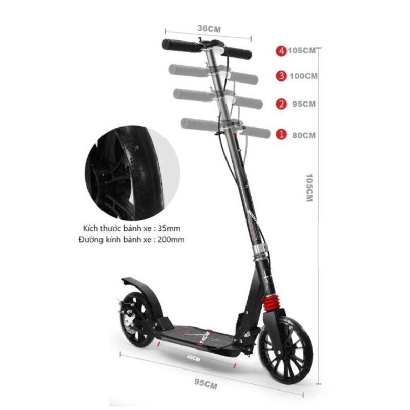 xe scooter người lớn và trẻ em hàng cao cấp(xe lớn chịu lực 150kg,xe nhỏ có đèn)