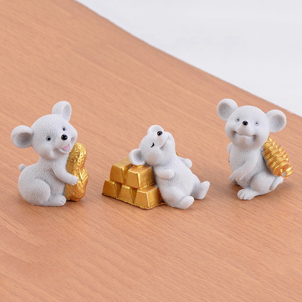 Mô hình tượng chuột thần tài làm thủ công bằng nhựa dùng trang trí nhà ở