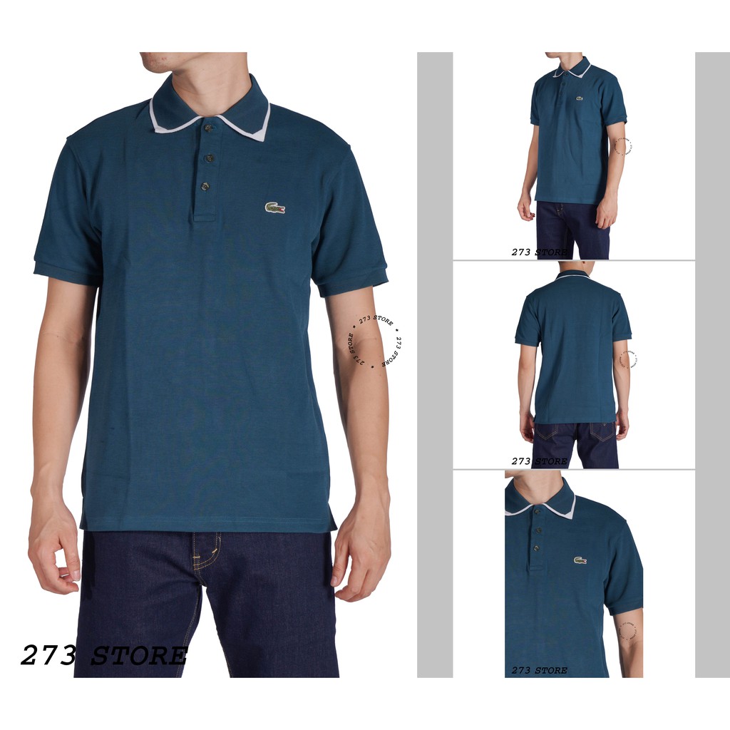 Áo Polo Nam Vải Cotton Cá Sấu Cao Cấp Phối Viền Cổ Tam Giác Trẻ Trung Lịch Lãm