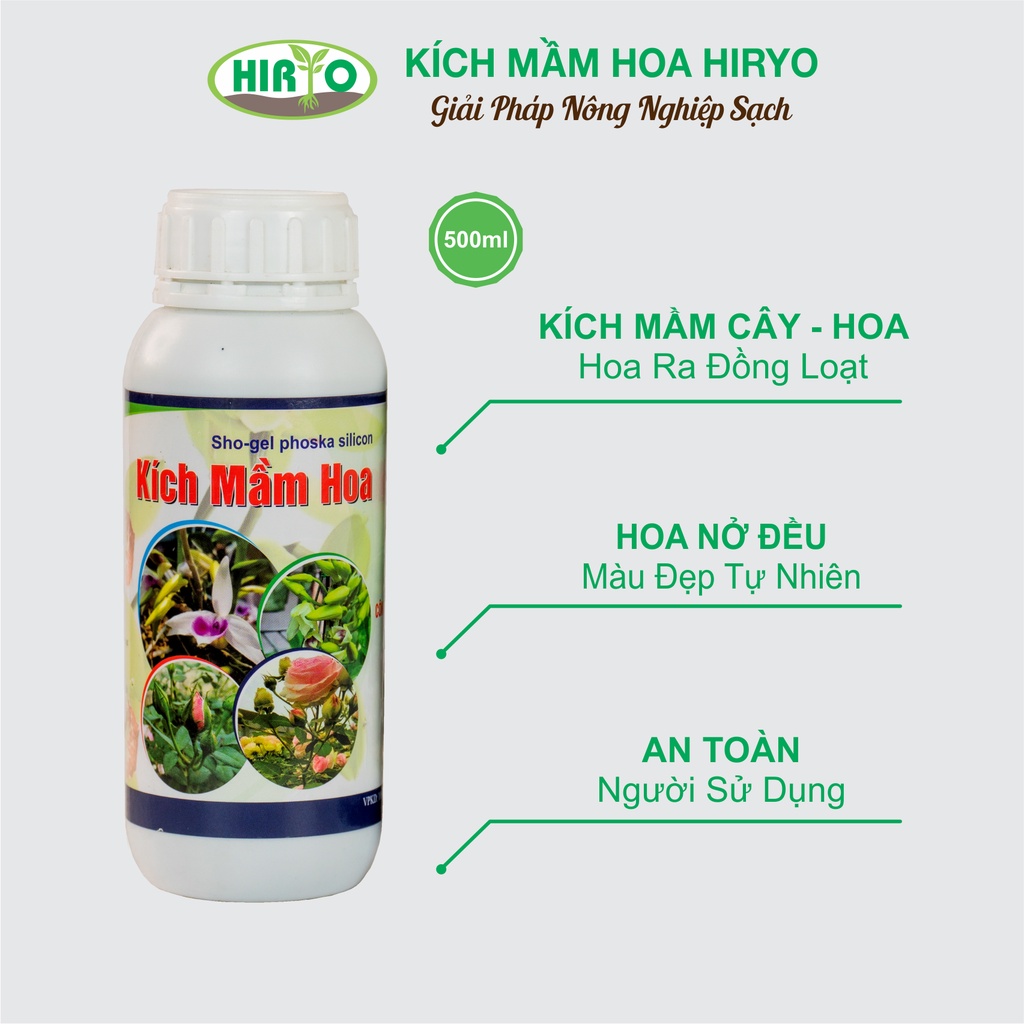 Kích hoa hữu cơ HIRYO - Phân bón giúp cây ra hoa nhanh, màu đẹp, an toàn cho người dùng (500ml)