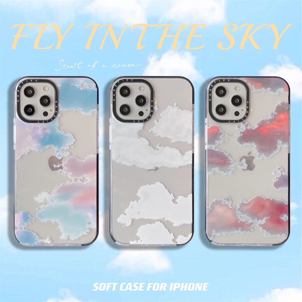 Ốp Điện Thoại TPU Mềm Trong Suốt Họa Tiết Đám Mây Cho iPhone 13 12 11 Pro Max X Xs Max XR 8 7 Plus