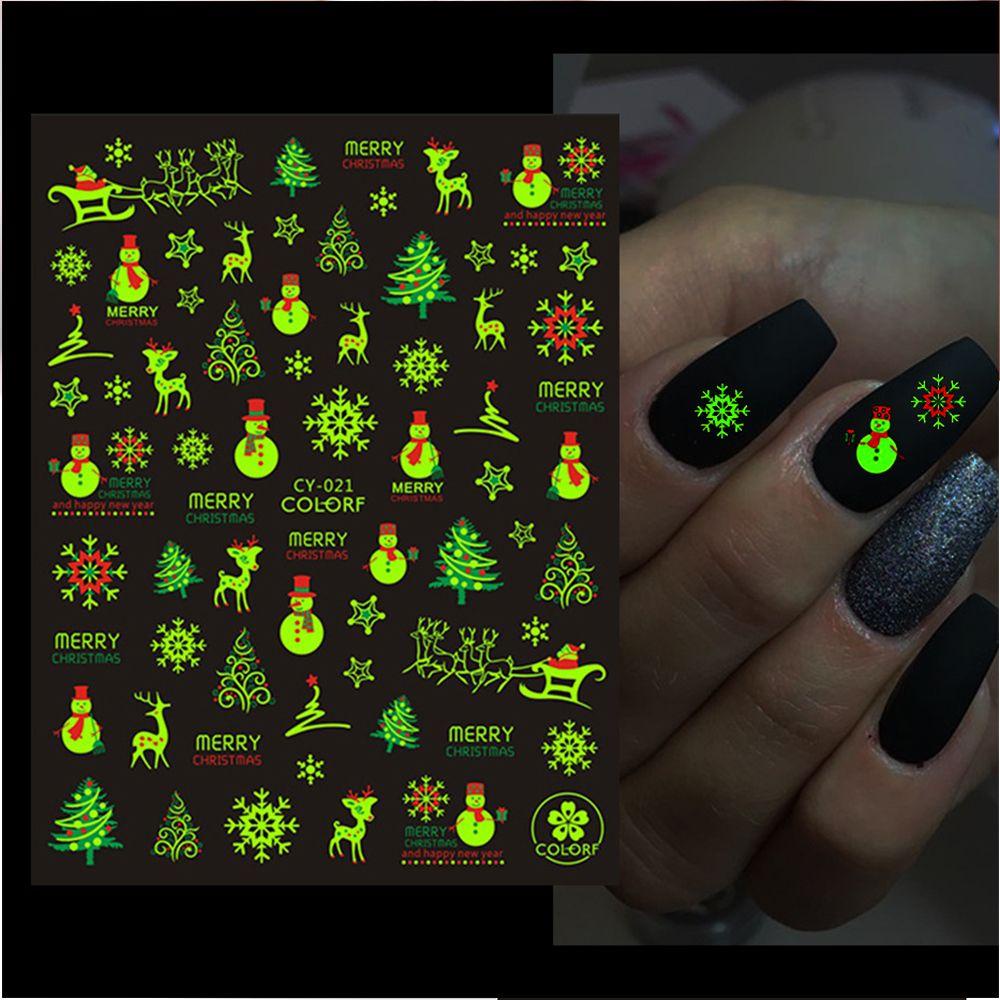 Nhãn Dán Móng Dạ Quang Họa Tiết Giáng Sinh Dễ Thương