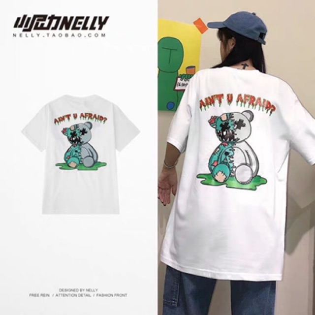 🍑 ÁO THUN TAY LỠ FORM RỘNG FREESIZE 75Kg in GẤU BEAR 2 MẶT 🐻 | BigBuy360 - bigbuy360.vn