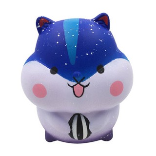 Đồ chơi squishy chuột hamster xanh ôm bóng kẻ sọc caro