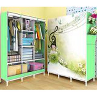 Tủ vải đựng quần áo 3 buồng 8 ngăn họa tiết 3d cực đẹp