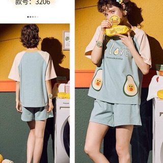Order - đồ ngủ pijama đùi trái bơ màu xanh
