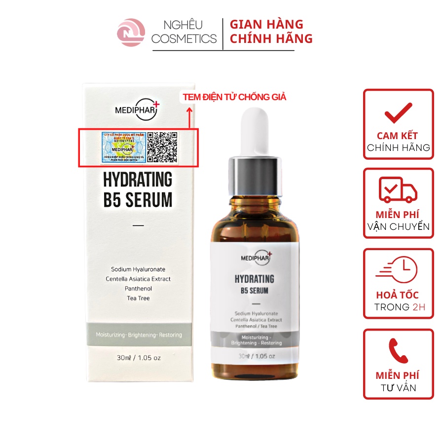 Serum Cho Da Dầu Mụn Phục Hồi Cấp Ẩm Chống Lão Hóa Hydrating B5 Mediphar 30ml