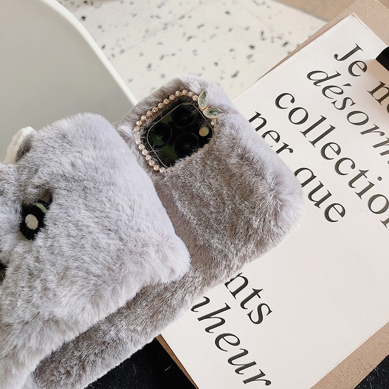 Ốp điện thoại phối lông giả họa tiết đôi mắt dễ thương cho iPhone 11 Pro Max 6 6s 7 8 Plus X XS MAX XR | BigBuy360 - bigbuy360.vn