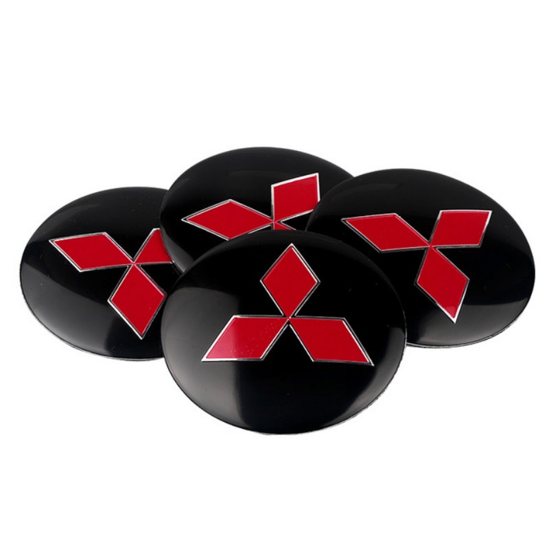 Bộ 4 Miếng Dán 56mm Trang Trí Trục Bánh Xe Hơi Mitsubishi Xpander Triton Lancer Pajero ASX Mirage