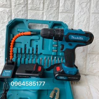 Máy khoan pin makita26v kèm phụ kiện 2 pin 1 sạc