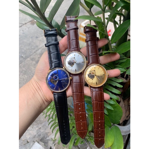 Đồng hồ dây da bulova máy nhật size 42 kinh mo cong máy cơ