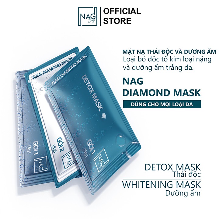 Combo mặt nạ dưỡng ẩm và thải độc NAG DIAMOND MASK mờ nám dưỡng ẩm và trắng da - NAG