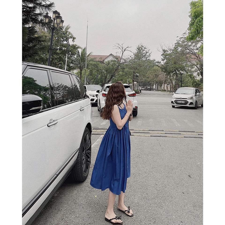 VÁY 2 DÂY MAXI XOÈ XANH THAN CHO NỮ | BigBuy360 - bigbuy360.vn