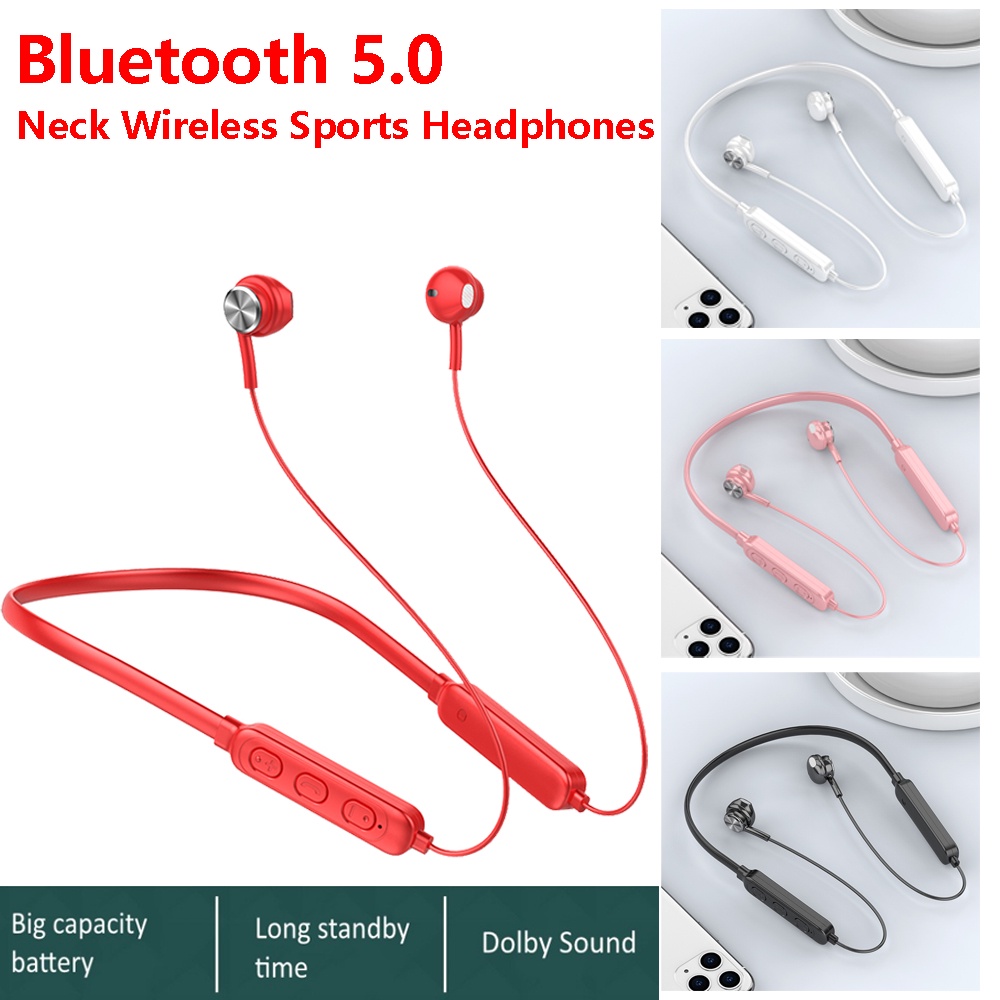 Tai Nghe Bluetooth 5.0 Âm Thanh Siêu Trầm Có Dây Đeo Cổ Chất Lượng Cao
