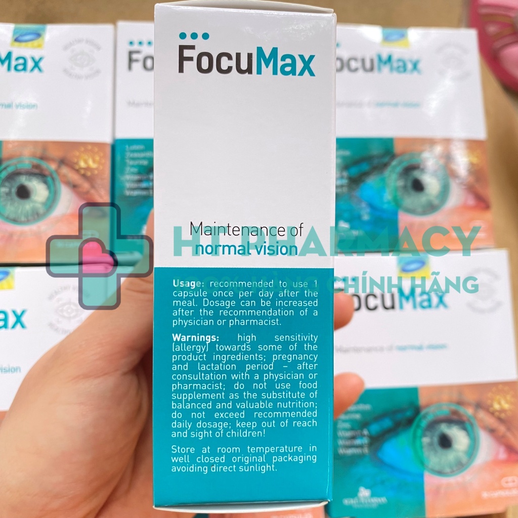 FocuMax - Viên uống bổ mắt, tăng cường thị lực, giảm mỏi mắt, khô mắt, giảm nguy cơ thoái hóa điểm vàng