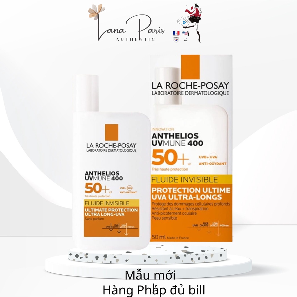 Sẵn kem chống nắng La Roche-Posay Anthelios Invisible Fluide Shaka 50ml không hương liệu