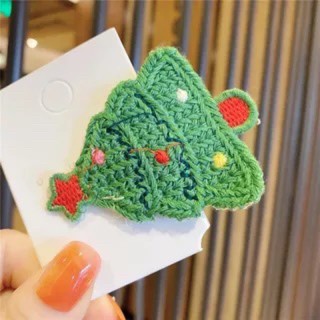 Kẹp tóc hình Noel thêu len Hanmade cho bé