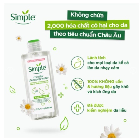 Nước Tẩy Trang  Simple Kind To Skin Micellar Cleansing Water 200ml