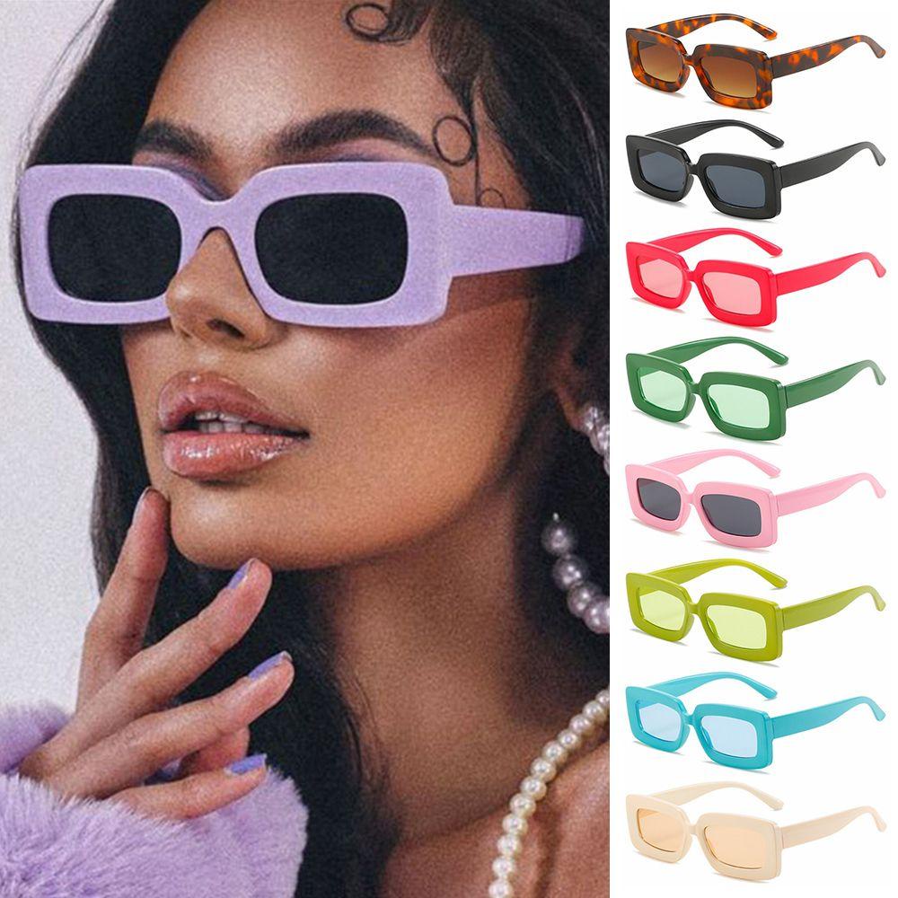 Kính Mát Gọng Lớn Hình Chữ Nhật Chống Tia UV400 Nhiều Màu Sắc Phong Cách Vintage Dành Cho Nam Nữ