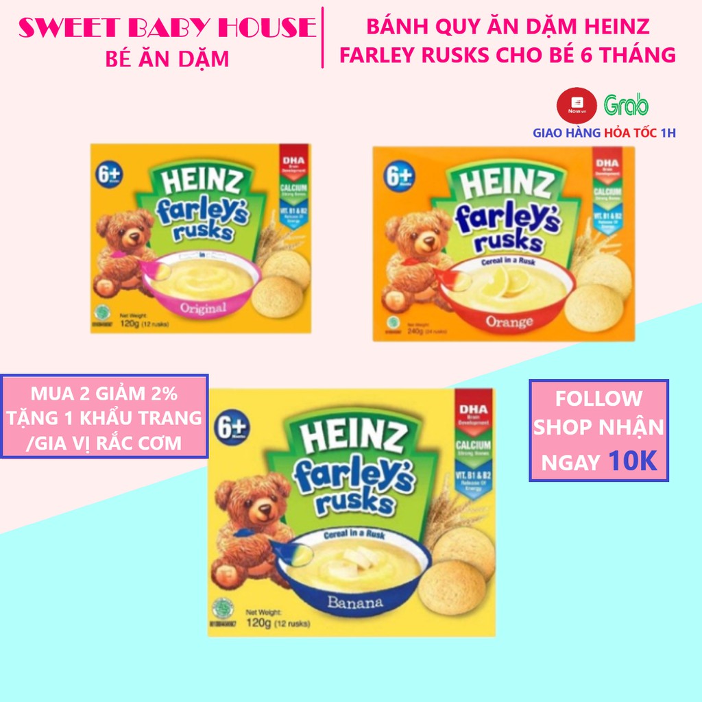 Bánh quy ăn dặm Heinz Farley's Rusks 120g cho bé ăn dặm từ 6 tháng tuổi. Date 8/2022 - Sweet Baby House