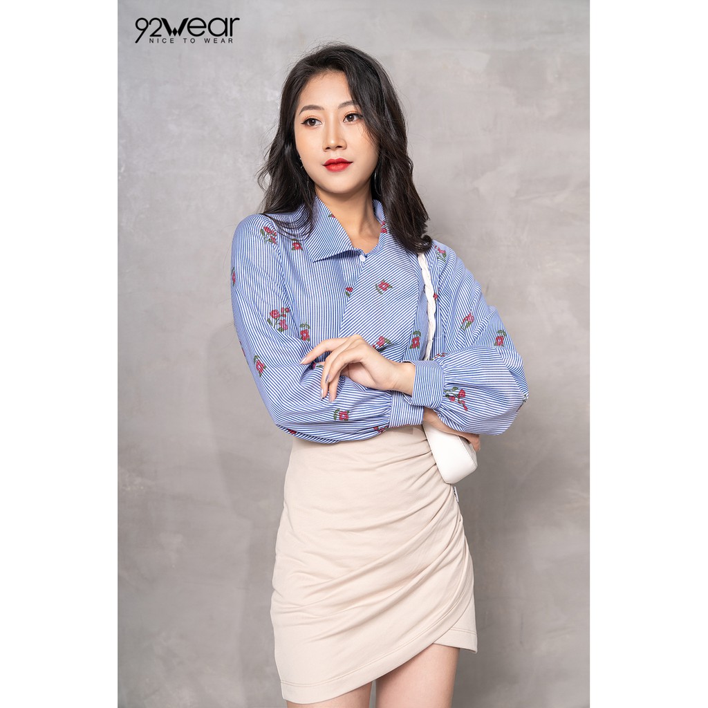 Chân váy ngắn nữ 92WEAR đủ màu, đủ size, vạt chéo quyến rũ JAW0513 | BigBuy360 - bigbuy360.vn