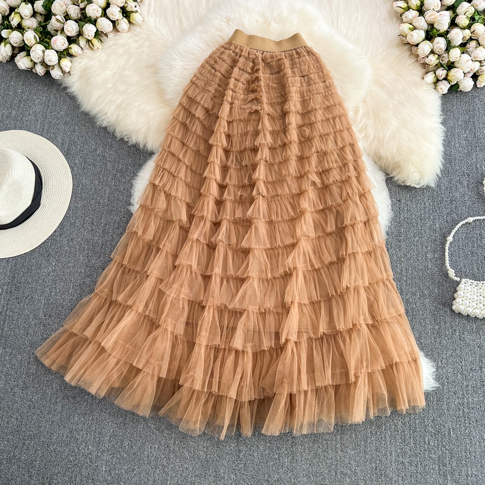 Chân Váy Lưới Xòe Xếp Tầng Midi Nữ Hàng Quảng Châu Chuẩn Form