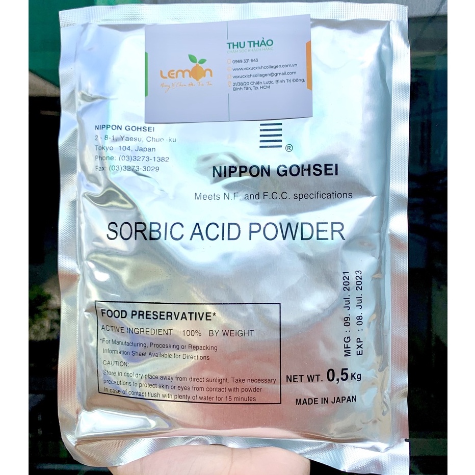 Chất bảo quản chống mốc SORBIC ACID POWDER hàng Nhật - Dùng làm chất bảo quản trong thực phẩm (Gói 500g)