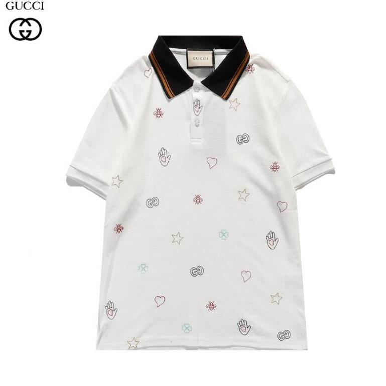 Áo Thun Polo Tay Ngắn Chất Liệu Cotton Thêu Hoạ Tiết Gucci Thời Trang Dành Cho Nam Và Nữ ! # 🥇