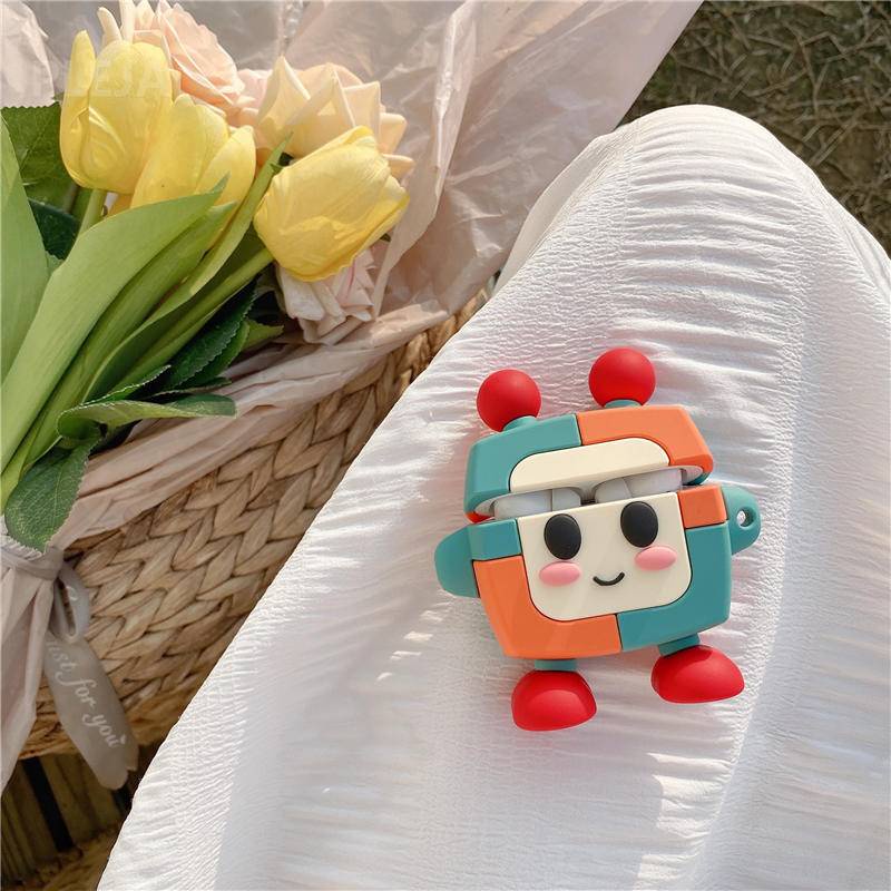 Vỏ bảo vệ hộp sạc tai nghe làm từ silicon hình robot dễ thương cho airpods 1 2 3 pro