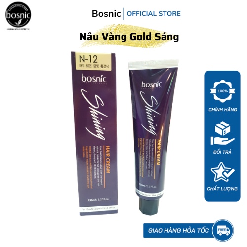 N12 (SUPER LIGHT GOLD YELLOW BROWN) - NHUỘM THẢO DƯỢC MÀU THỜI TRANG BOSNIC 150ML