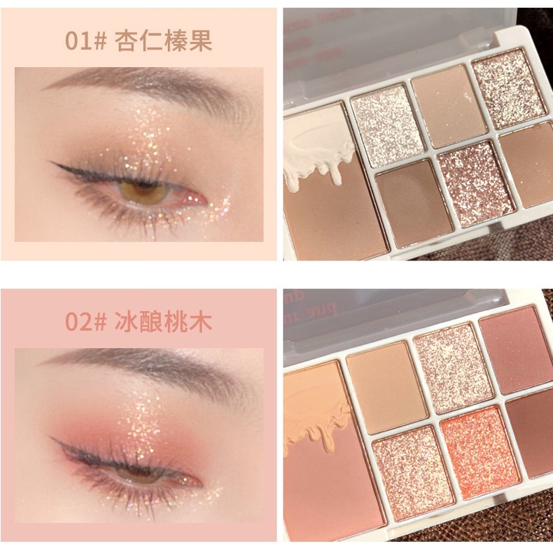 Bảng phấn mắt 7 màu XIXI kiêm bắt sáng phấn má tạo khối nhũ tông cam đất