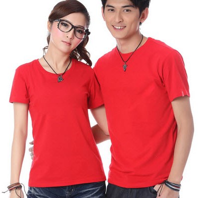 ÁO THUN TRƠN CỔ TRÒN MÀU ĐỎ TƯƠI TAY NGẮN NAM NỮ ( CÓ CẢ SIZE EM BÉ ) S46-12