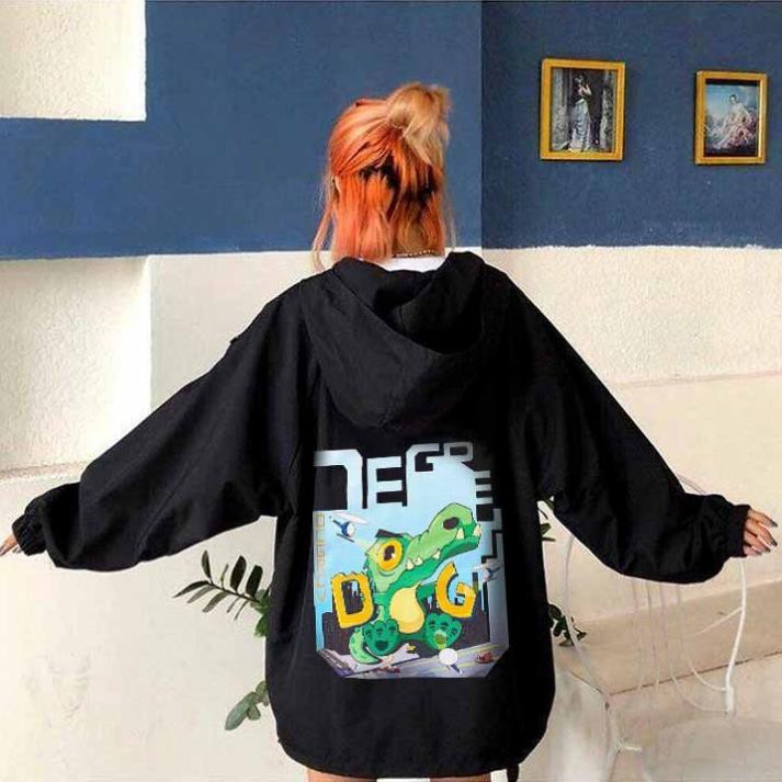 Áo Hoodie CÓ KHÓA KÉO 💖 Áo khoác DÙ nam nữ Unisex CÁ SẤU CÓ NÓN dáng rộng ulzzang Siêu Xinh CHỐNG NẮNG - DƯỚI 70KG  ྇