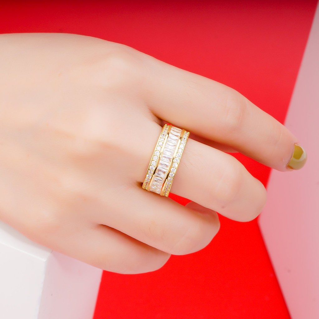Nhẫn nữ UHA mạ vàng 18K đính đá CZ N538155-150