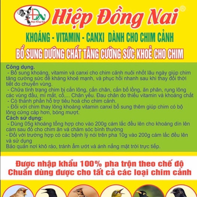 Hiệp Đồng Nai Khoáng-Canxi-Vitamin 100gr - Bổ Sung Dưỡng Chất Tăng Sức Khỏe Cho Chim Cảnh