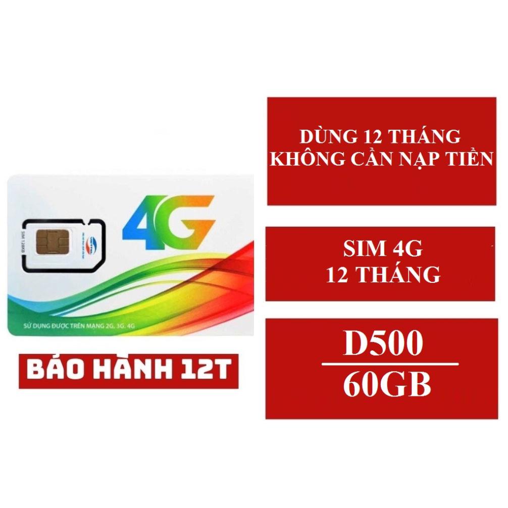 SIM 4G 1 NĂM SIM VIETTEL 4G 12UMAX50N 1 TỶ GB / V120N 120GB/ tháng + GỌI FREE / D500