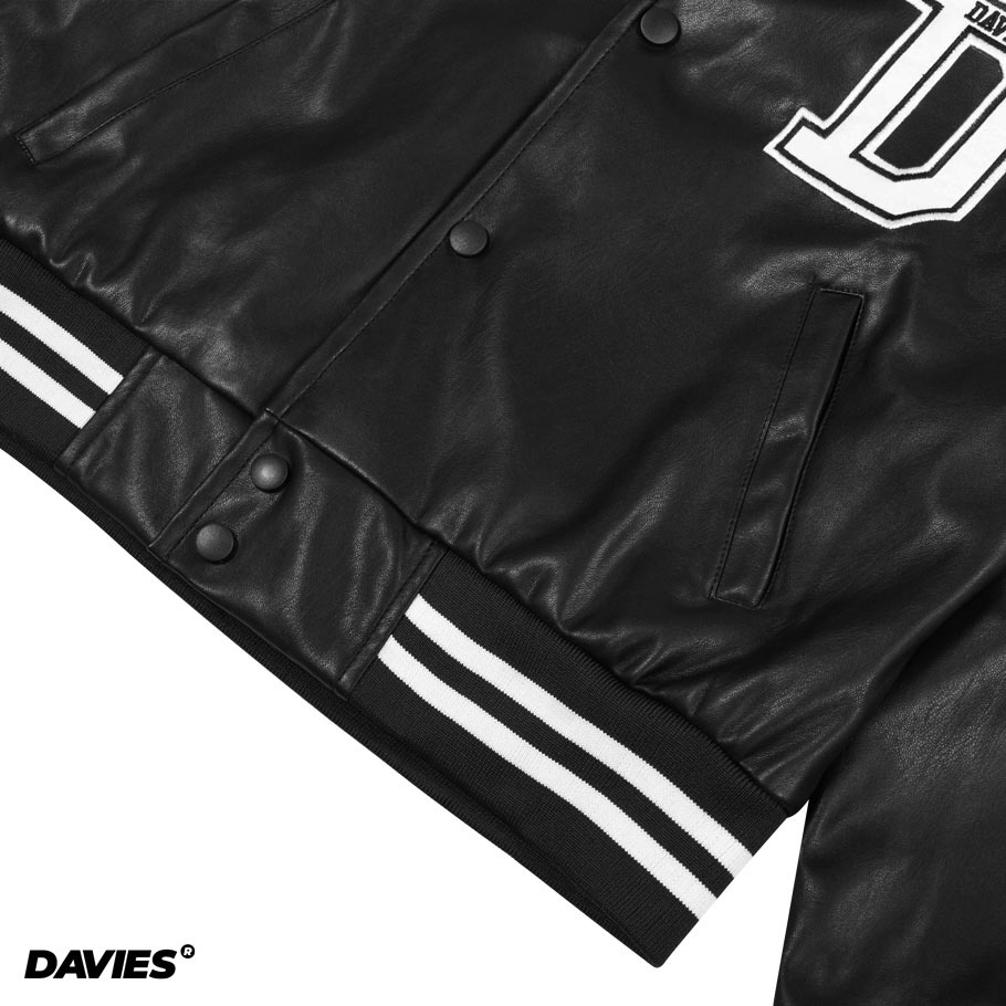 Áo khoác da nữ dáng ngắn local brand Davies Leather Cropped Varsity Jacket| D15-K33
