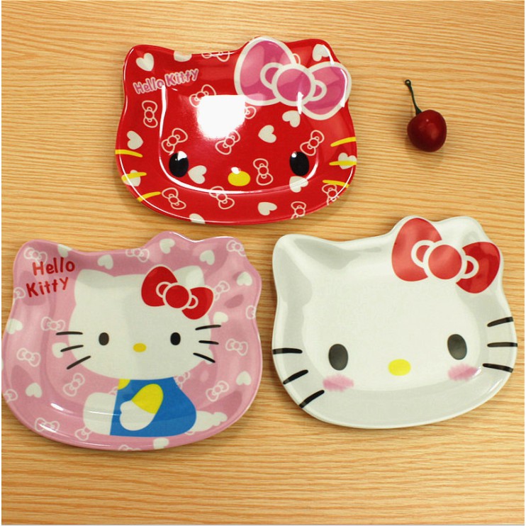 【Life-365】Hello Kitty Plate Cartoon Kids Tableware Snack Dish Cake Dish Baby Tableware