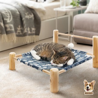 Đệm chó mèo - giường cho thú cưng khung gỗ vải canvas cao 28cm