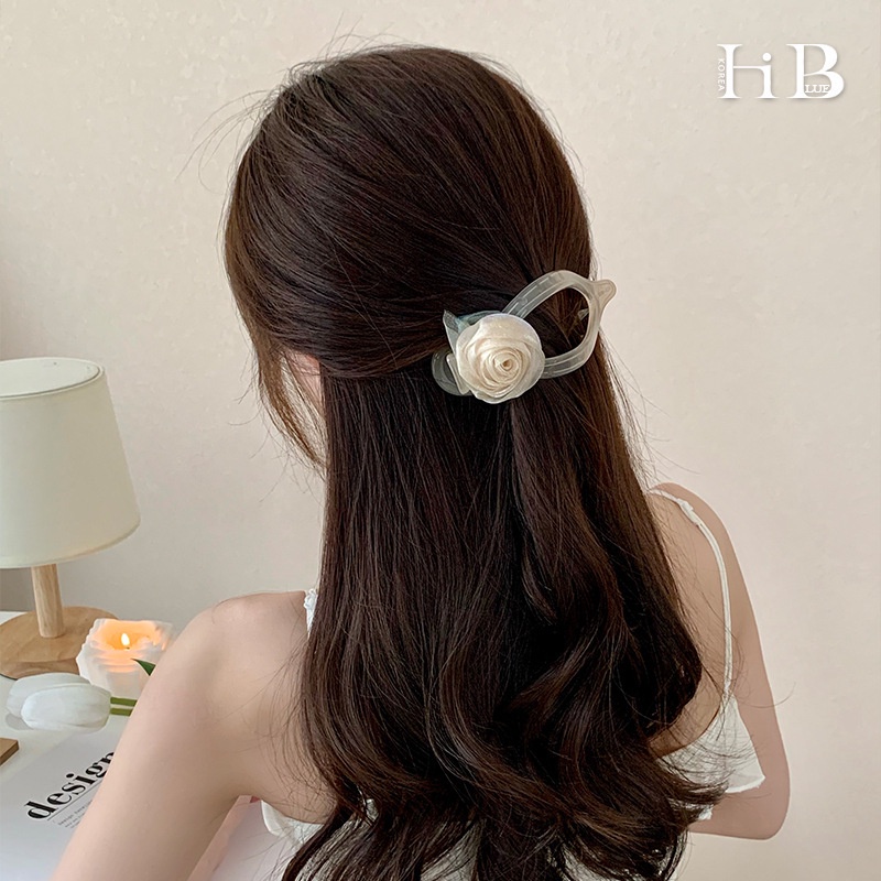 Kẹp Tóc Hình Hoa Trà Phối Lưới Thời Trang Hàn Quốc Cho Nữ
