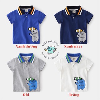 Áo Polo cộc tay bé trai WELLKIDS in hình khủng long UFO đáng yêu - xuất Âu
