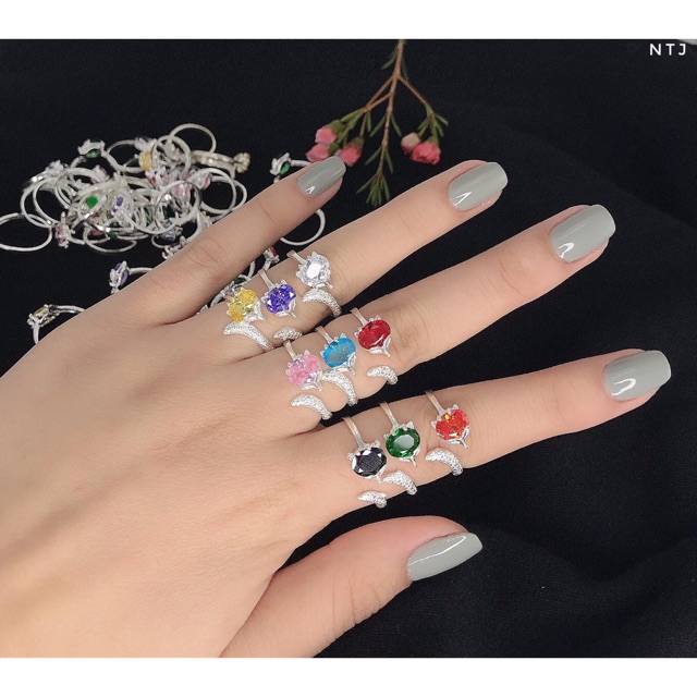 NHẪN BẠC MẶT HỒ LY DÁNG HỞ FREE SIZE
