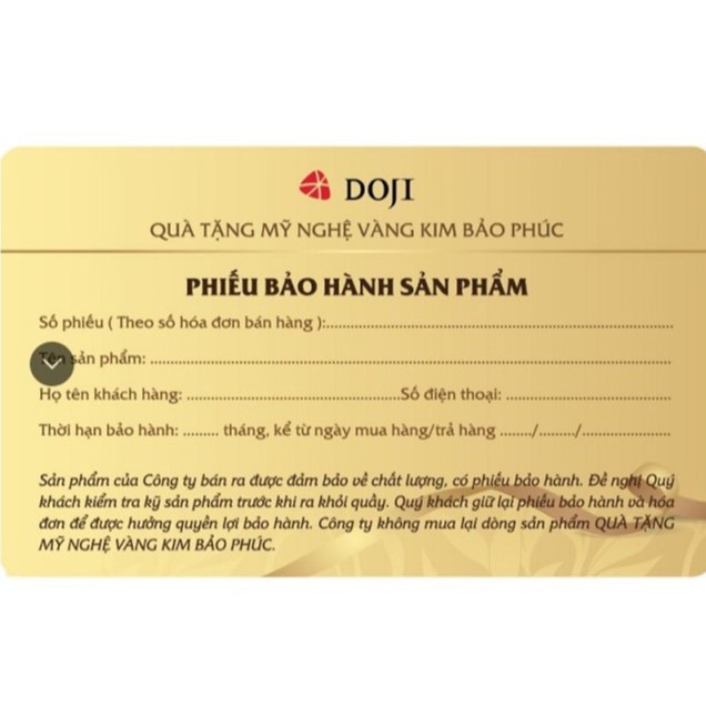 Quà tặng Kim Bảo Phúc DOJI - Niên Niên Hữu Duyên - STE002