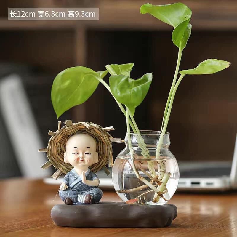 Set tượng tĩnh tâm kèm đế và lọ hoa