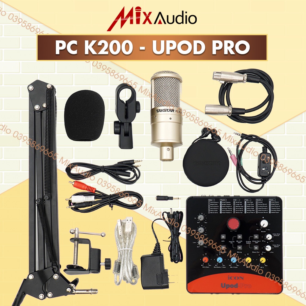 Combo Livestream Thu Âm TAKSTAR Mic PC K200, Soundcard Icon Upod Pro, Tai nghe TS2260 [BH 1 NĂM]