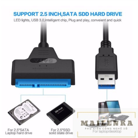 Dây Cáp Chuyển Đổi USB Sang Sata 3 Hỗ Trợ 2.5inch SSD HDD SATA 22 pin