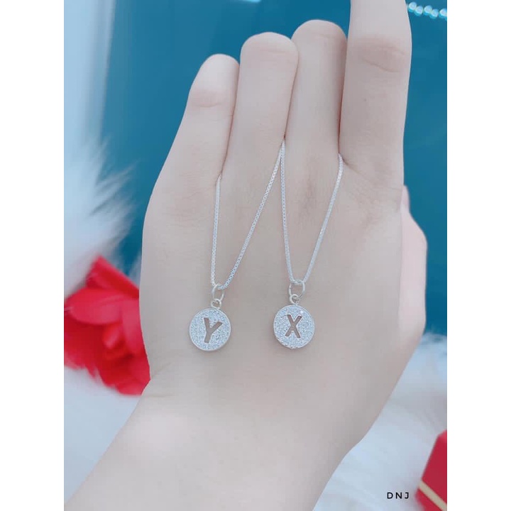 Dây chuyền nữ bạc Ý s925 mặt chữ cái đính đá nhỏ theo tên - Kho sỉ bạc Nhất Linh